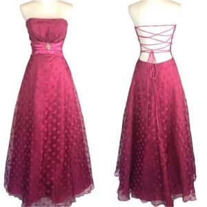 Polka dot backless corset prom gown 9 10